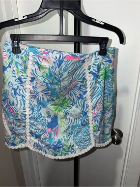 Lilly Pulitzer Floral Skort – Size 6 – Blue Pink Green Tropical Print